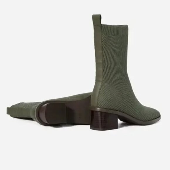 Everlane The High-Ankle Glove Boots Pull-On In ReKnit Caper Green Size 8.5 EUC - Picture 2 of 2